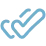 Blue checkmark logo on black background
