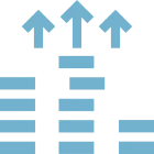 Upward arrows and bars graphic